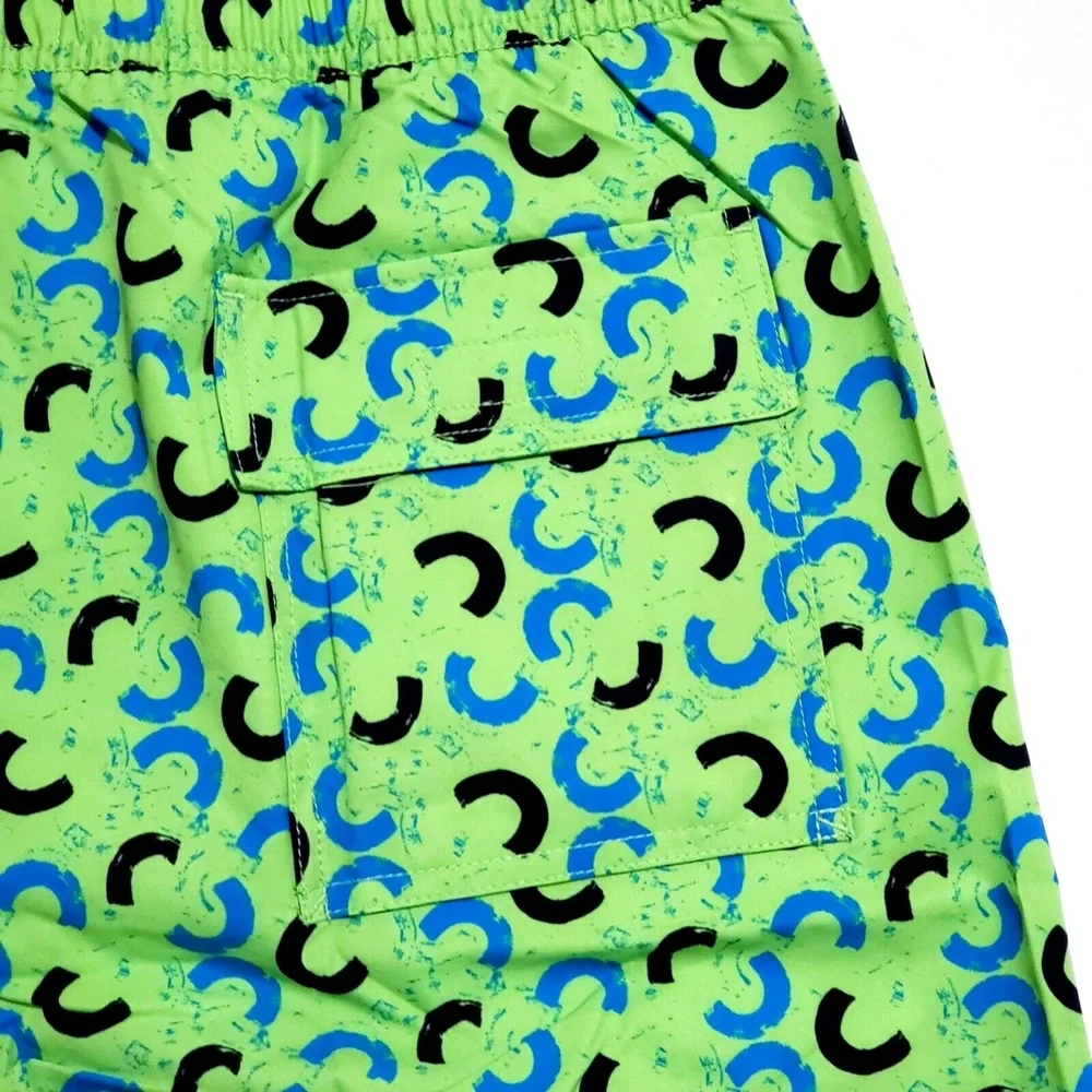 NEW Psycho Bunny Mens XXL Green Gecko Bold Brushstroke Swim Trunks